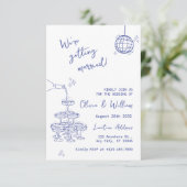 Carte de mariage avec tour de champagne dessinée à (Debout devant)