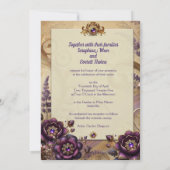 Carte de mariage baroque or et pourpre royal (Dos)