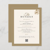 carte de mariage beige classique rustique avec dét (Devant / Derrière)