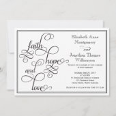 Carte de mariage Black Curly Script Faith Hope & L (Devant)