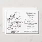 Carte de mariage Black Curly Script Faith Hope & L (Devant / Derrière)