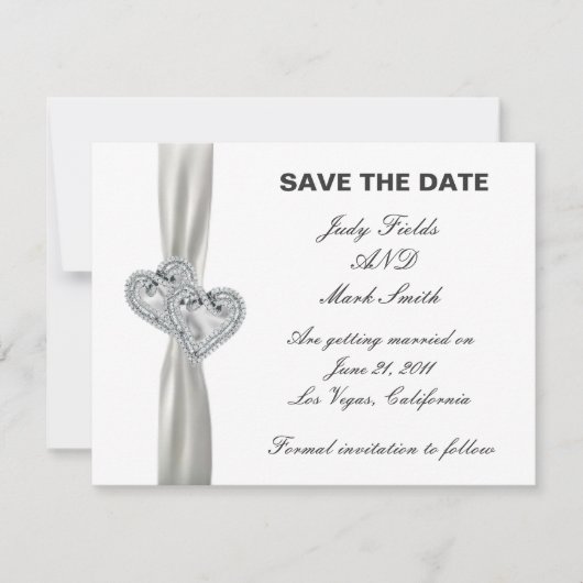 Carte de Mariage Blanc Save The Date (Devant)