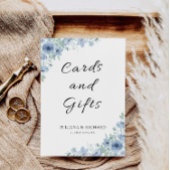 Carte de mariage bleue et signe cadeau,