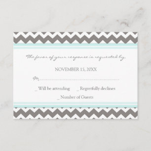 Carte de mariage bleue grise de Chevron RSVP