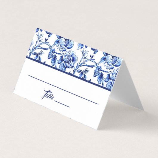Carte de Mariage Blue Floral Toile (Front)