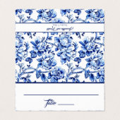 Carte de Mariage Blue Floral Toile (Outside Unfolded)