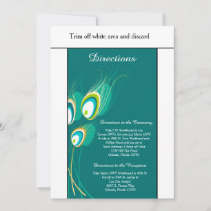 Carte de Mariage Blue Peacock 3.5x6