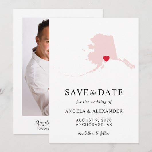 Carte de mariage Blush Alaska (Devant / Derrière)