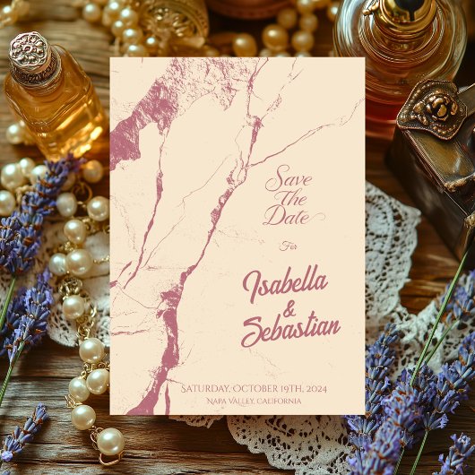 Carte de mariage 'Blush Marble Save the Date'
