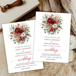 Carte de mariage bohème florale automnale eucalypt