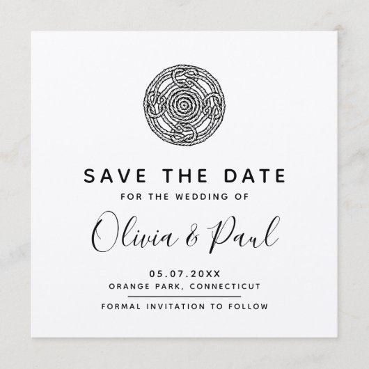 Carte de mariage Boho celtique pour annoncer la da (Devant)