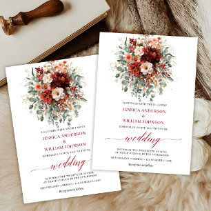Carte de mariage Boho Eucalyptus Fleurs d'Automne