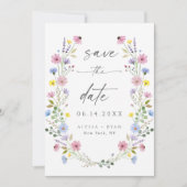 Carte de mariage Boho Garden avec fleurs sauvages (Devant)