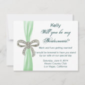 Carte de Mariage Bridesmaid de Bow Diamant Vert (Devant)