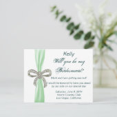 Carte de Mariage Bridesmaid de Bow Diamant Vert (Debout devant)