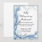 Carte de Mariage Bridesmaid pour Pine Bleue hiver (Devant / Derrière)