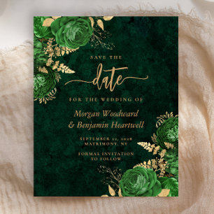 Carte de mariage Budget Émeraude Verte Fleurie à c