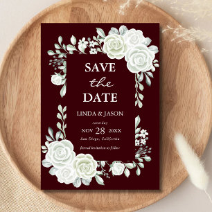 Carte de mariage Burgundy Gothic Roses pour annonc