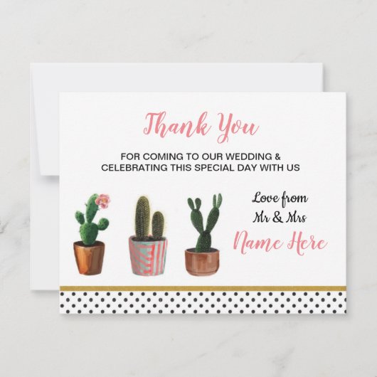 Carte de mariage Cactus Cactées Merci Pointillisme (Devant)