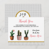 Carte de mariage Cactus Cactées Merci Pointillisme (Devant / Derrière)