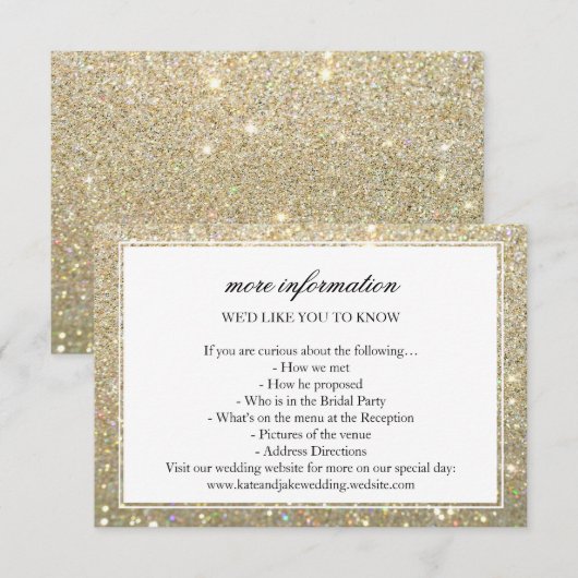 Carte de mariage - Cadre doré pailleté (Devant / Derrière)