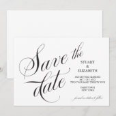 Carte de mariage calligraphiée Save the Date (Devant / Derrière)