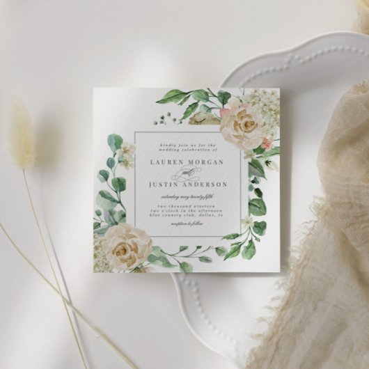 Carte de Mariage Carré à crème printanière