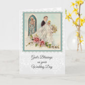 Carte de mariage catholique 0025 avec écriture & v (Fleur jaune)