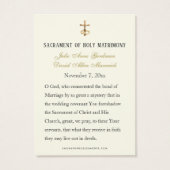 Carte de mariage catholique de Croix mariée (Dos)