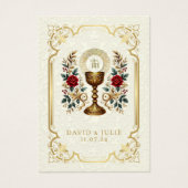 Carte de mariage catholique florale eucharistique (Devant)