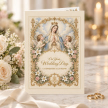 Carte de mariage catholique Vierge Marie & Anges