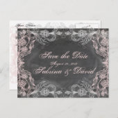 Carte de mariage Chalkboard Antique Rose Floral Sa (Devant / Derrière)