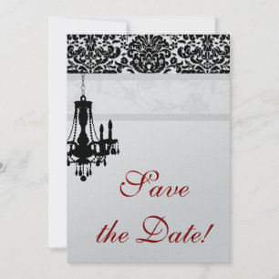 Carte de mariage chandelier noir et blanc à conser