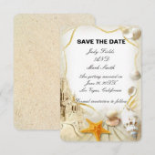 Carte de mariage Château de sable de plage Enregis (Devant / Derrière)