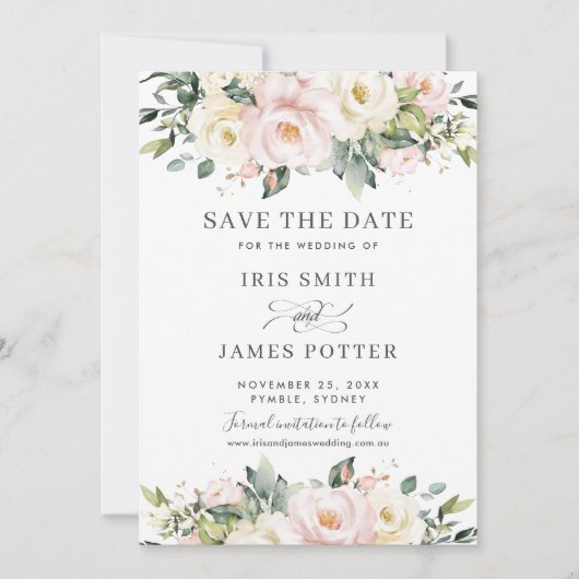 Carte de mariage chic blush ivoire à conserver pou (Devant)