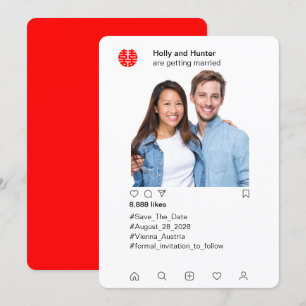 Carte de mariage chinoise de style Instagram pour 