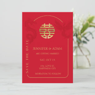 Carte de mariage chinoise pour annoncer la date as