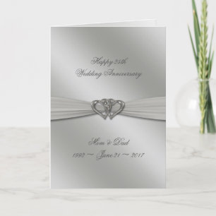 Carte de mariage classique argent pour les 25 ans 