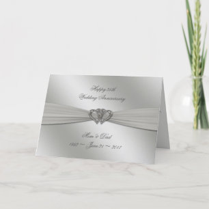 Carte de Mariage Classique Argent pour les 25 Ans 