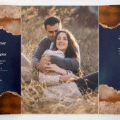 Carte de Mariage Code QR Marine Marbre Agate Orang (Intérieur au milieu)