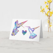 Carte de mariage colibris (Fleur jaune)