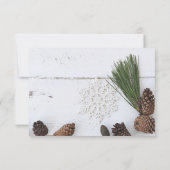Carte de mariage Cône de pin et flocons de neige d (Dos)