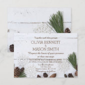 Carte de mariage Cône de pin et flocons de neige d (Devant / Derrière)