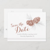 Carte de mariage cônes de pin sauvegarde de la dat (Devant / Derrière)