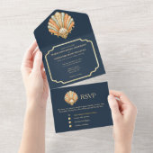 Carte de Mariage Coque Dorée de la Marine Luxe Côt (Déchirure)