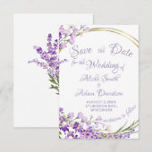 Carte de mariage Couronne de bouquet de lavande En (Devant / Derrière)