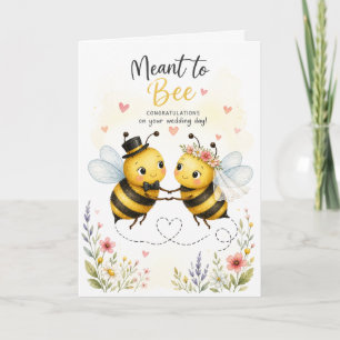 Carte de mariage d'abeille de dessin animé mignonn