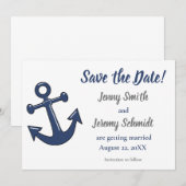 Carte de mariage d'ancrage nautique Save the Date (Devant / Derrière)