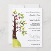 Carte de mariage d'arbre de monogramme de vert de (Dos)