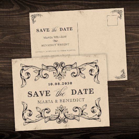 Carte de mariage d'art classique vintage